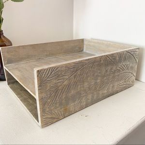 Vintage style hand engraved wood file organizer